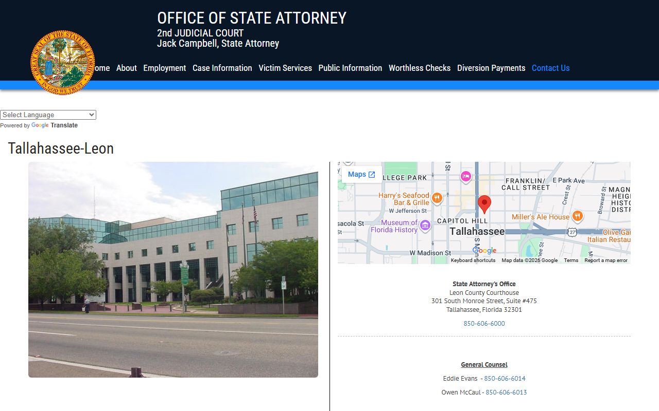 State Attorney Leon County contact page for court records after an arrest